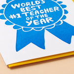 Teacher Appreciation Ribbon Thank You Letterpress Greeting Card
