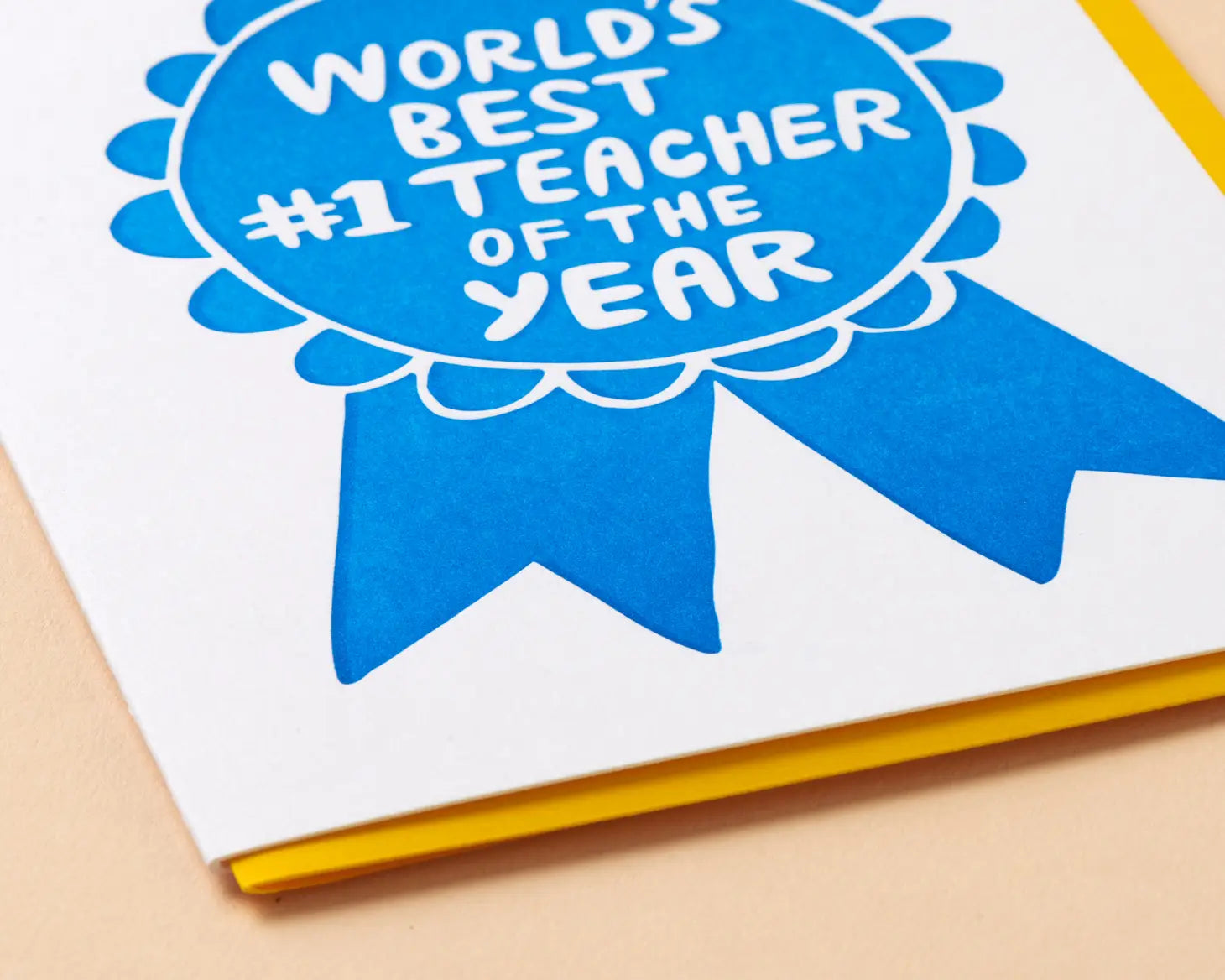 Teacher Appreciation Ribbon Thank You Letterpress Greeting Card