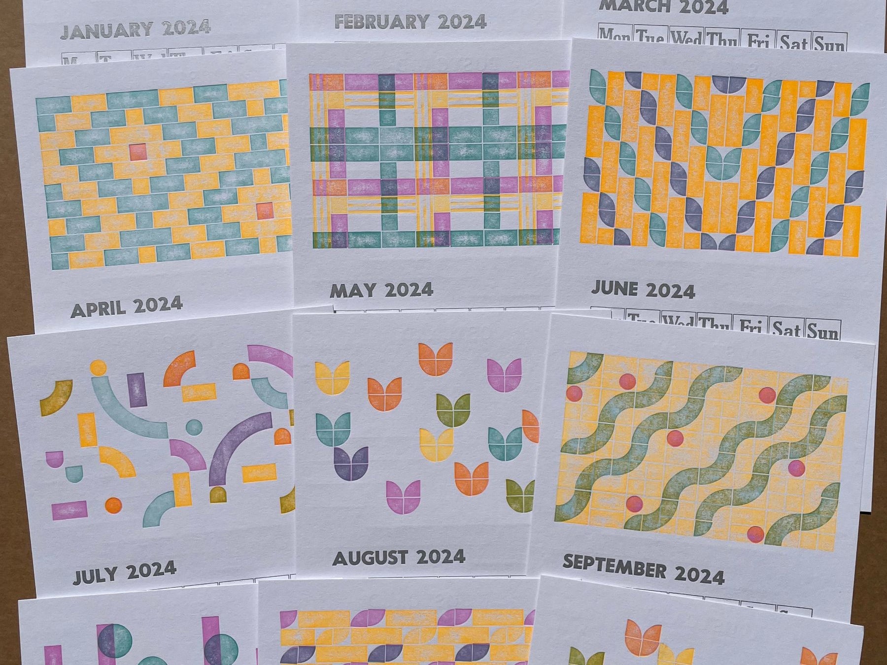 Bright Press Letterpress Calendar 2024