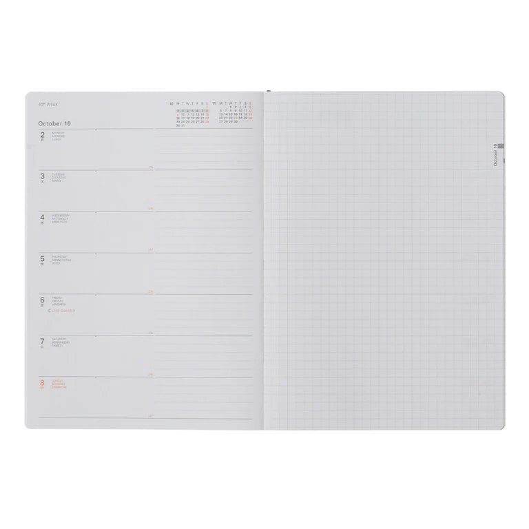 Delfonics 2024 B6 Diary Weekly + Notes. Type B Layout.