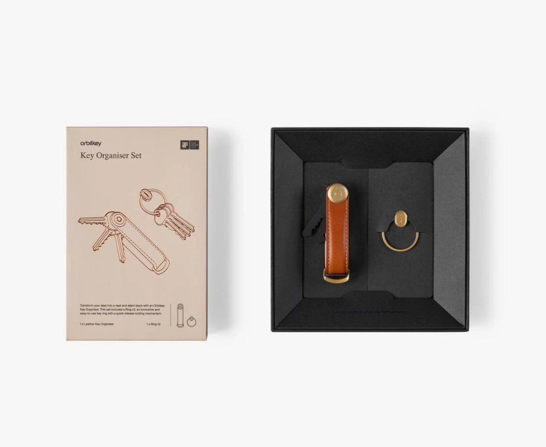Orbitkey Key Organiser + Ring V2 Gift Set in Cognac/Tan