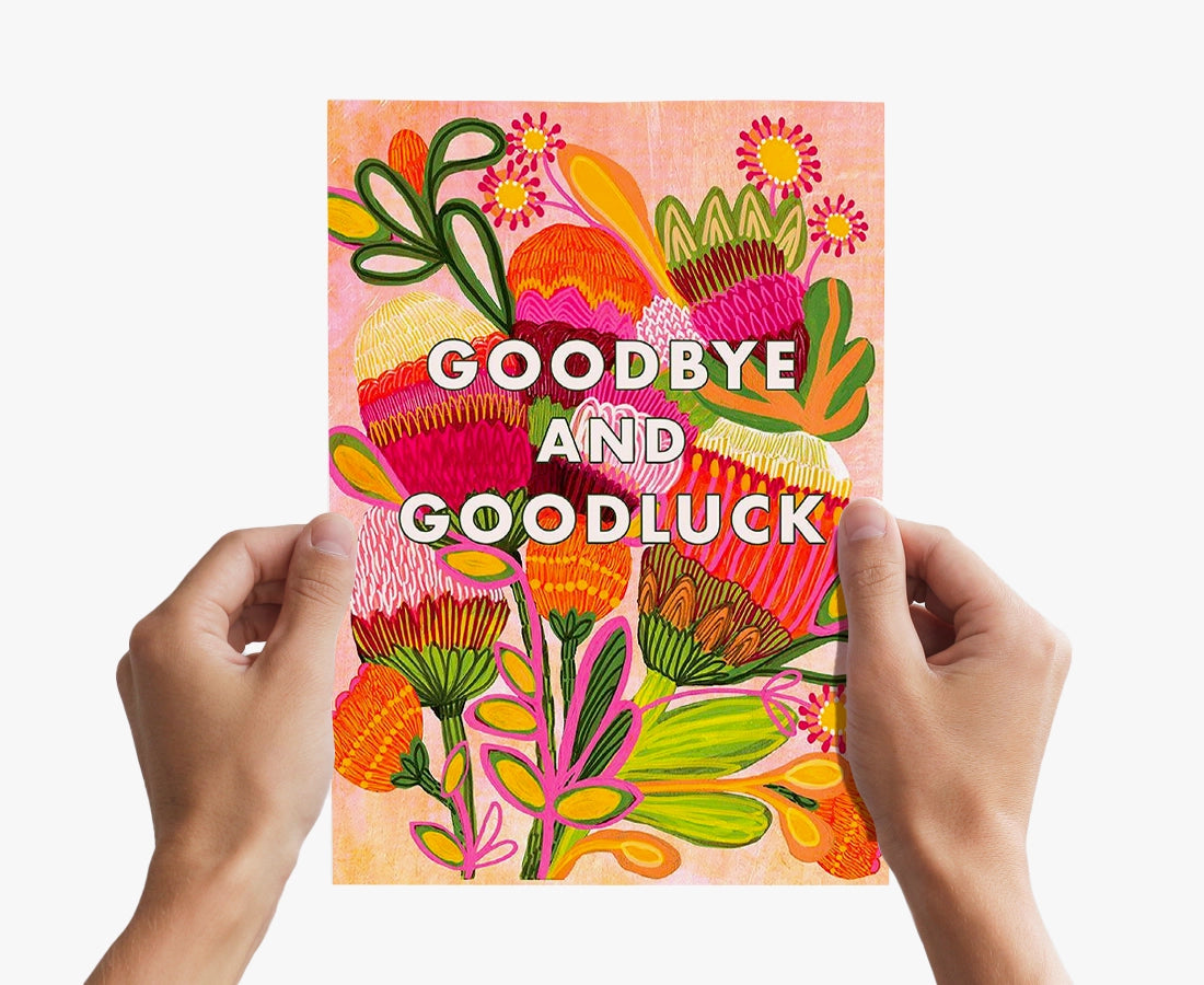Botanical 'Goodbye & Goodluck' A4 Greeting Card