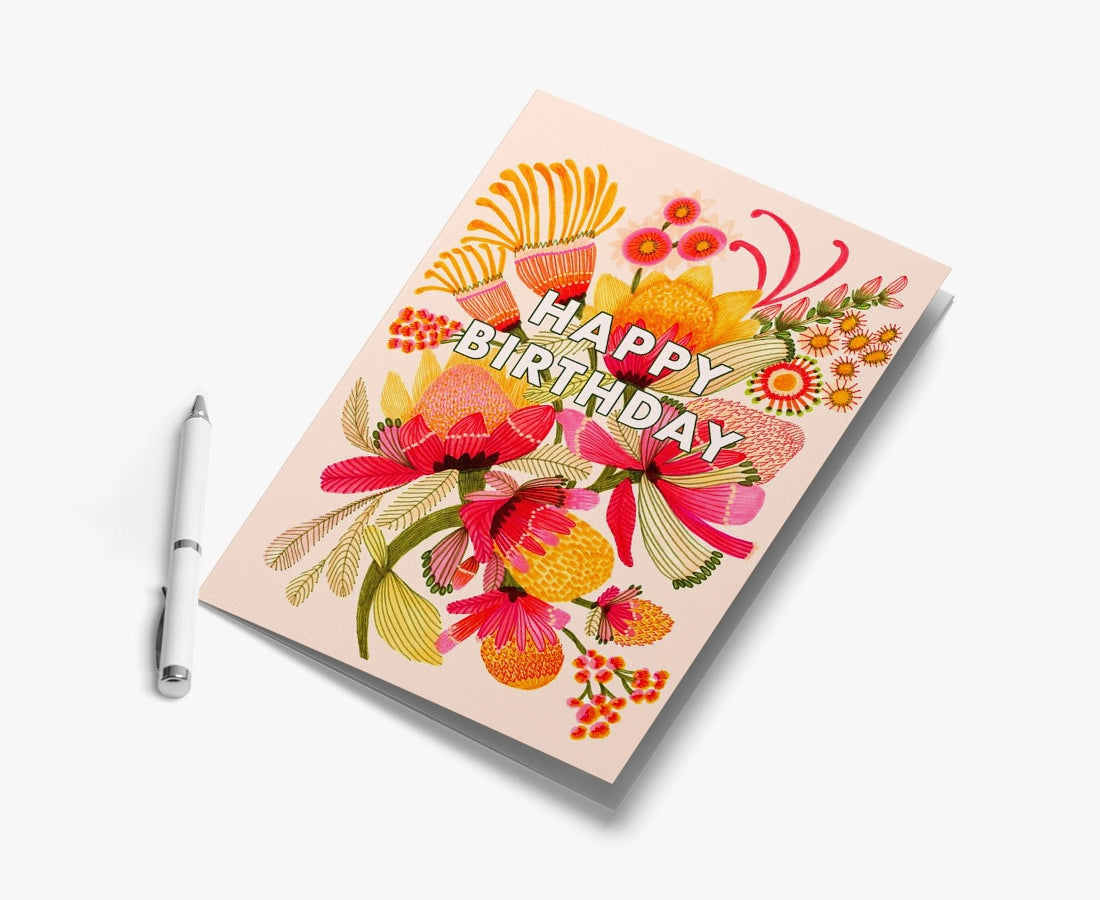 Botanical 'Happy Birthday' A4 Greeting Card