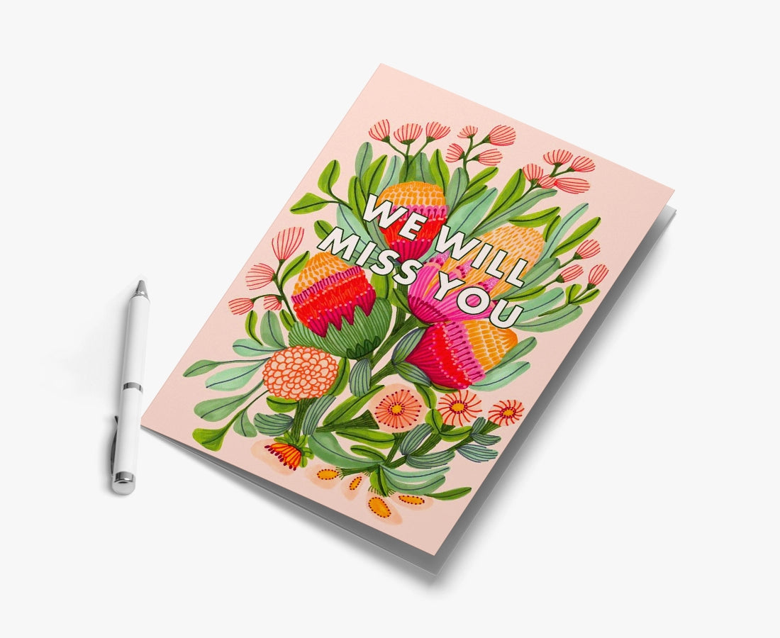 Botanical 'We Will Miss You' A4 Greeting Card