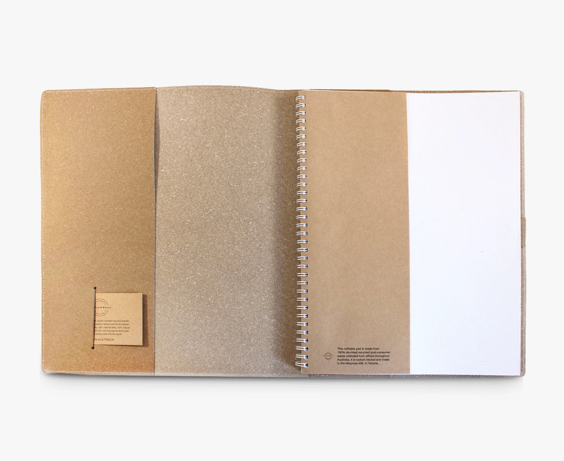 Compendium Australian Made A4 Leather Notebook Cover Natural