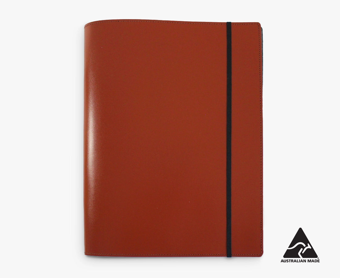 Compendium Australian Made A4 Leather Notebook Cover Tan