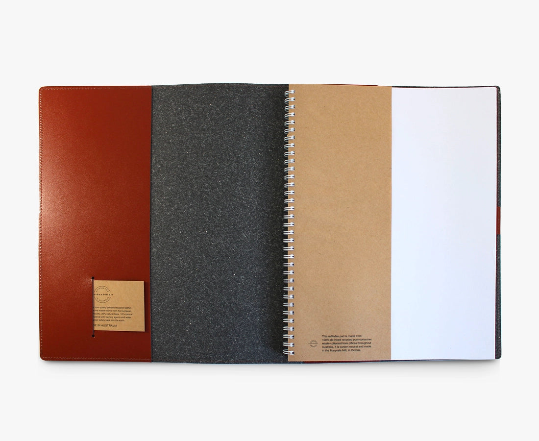 Compendium Australian Made A4 Leather Notebook Cover Tan