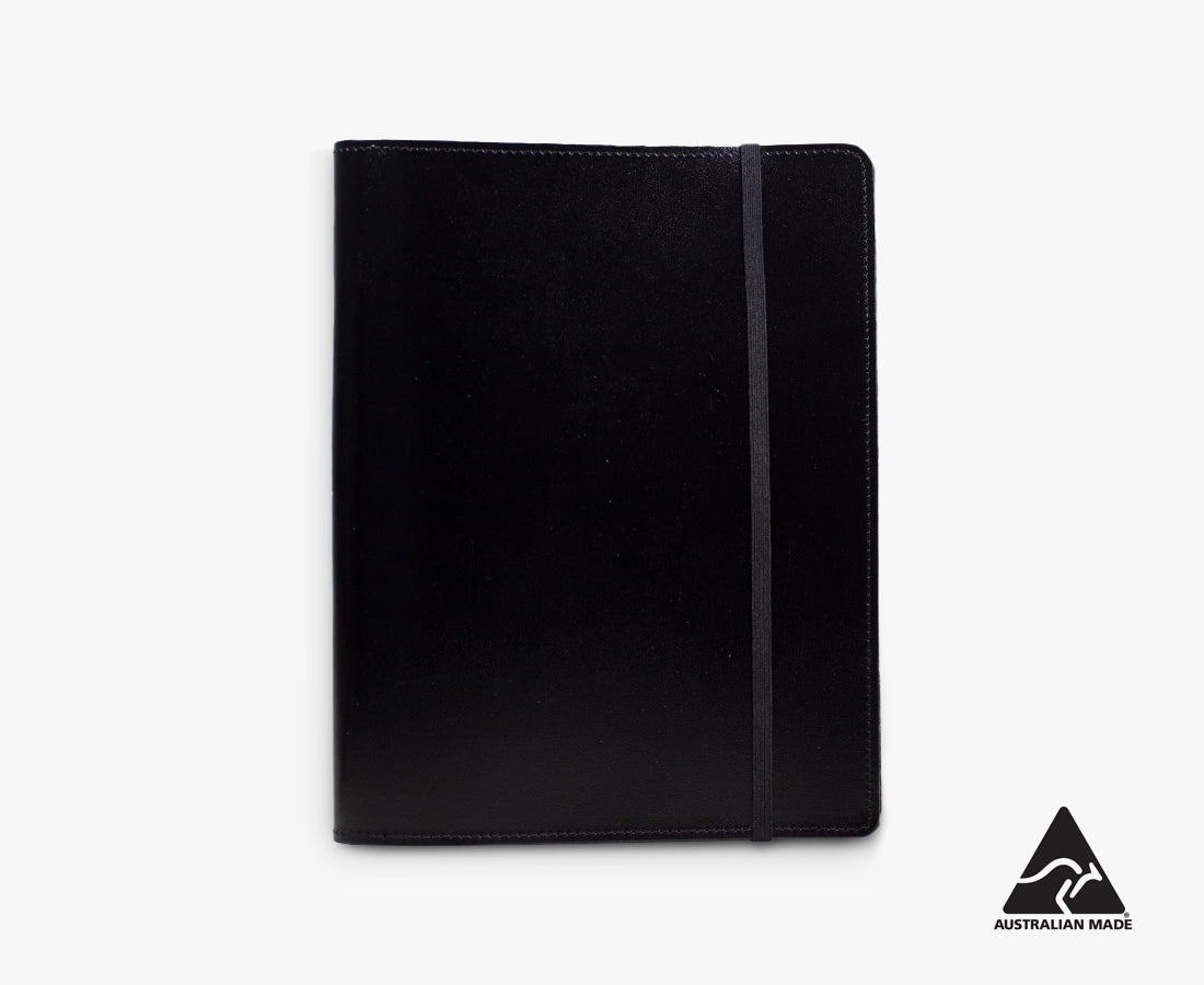 Compendium Australian Made A5 Leather Notebook Cover Black