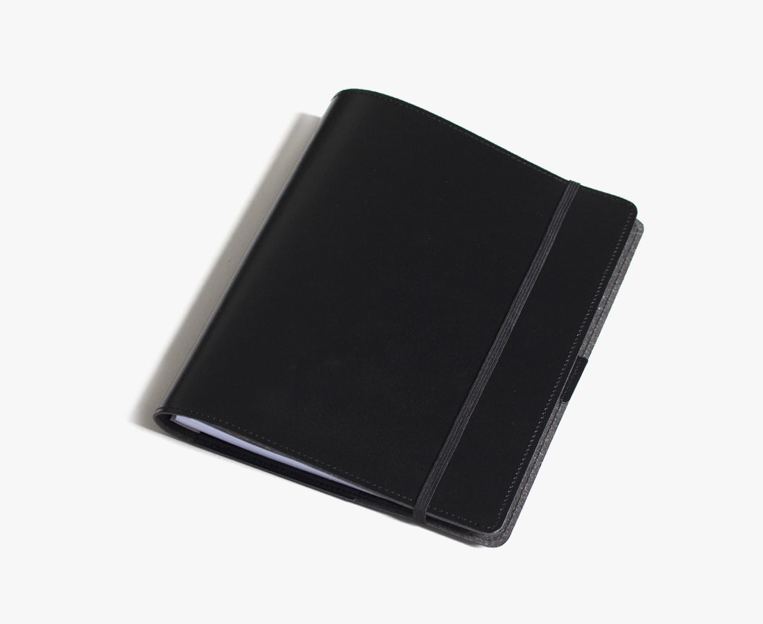 Compendium Australian Made A5 Leather Notebook Cover Black