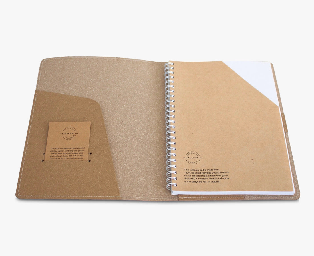 Compendium Australian Made A5 Leather Notebook Cover Natural