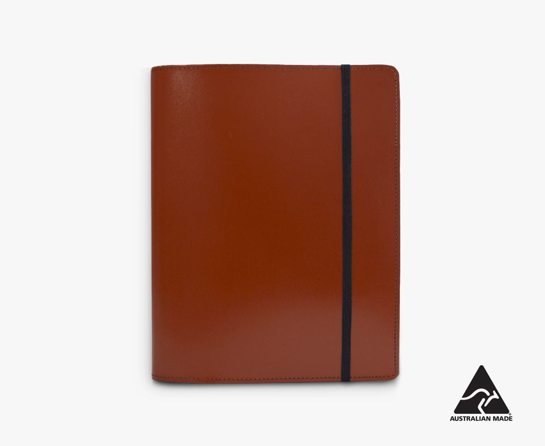 Compendium Australian Made A5 Leather Notebook Cover Tan