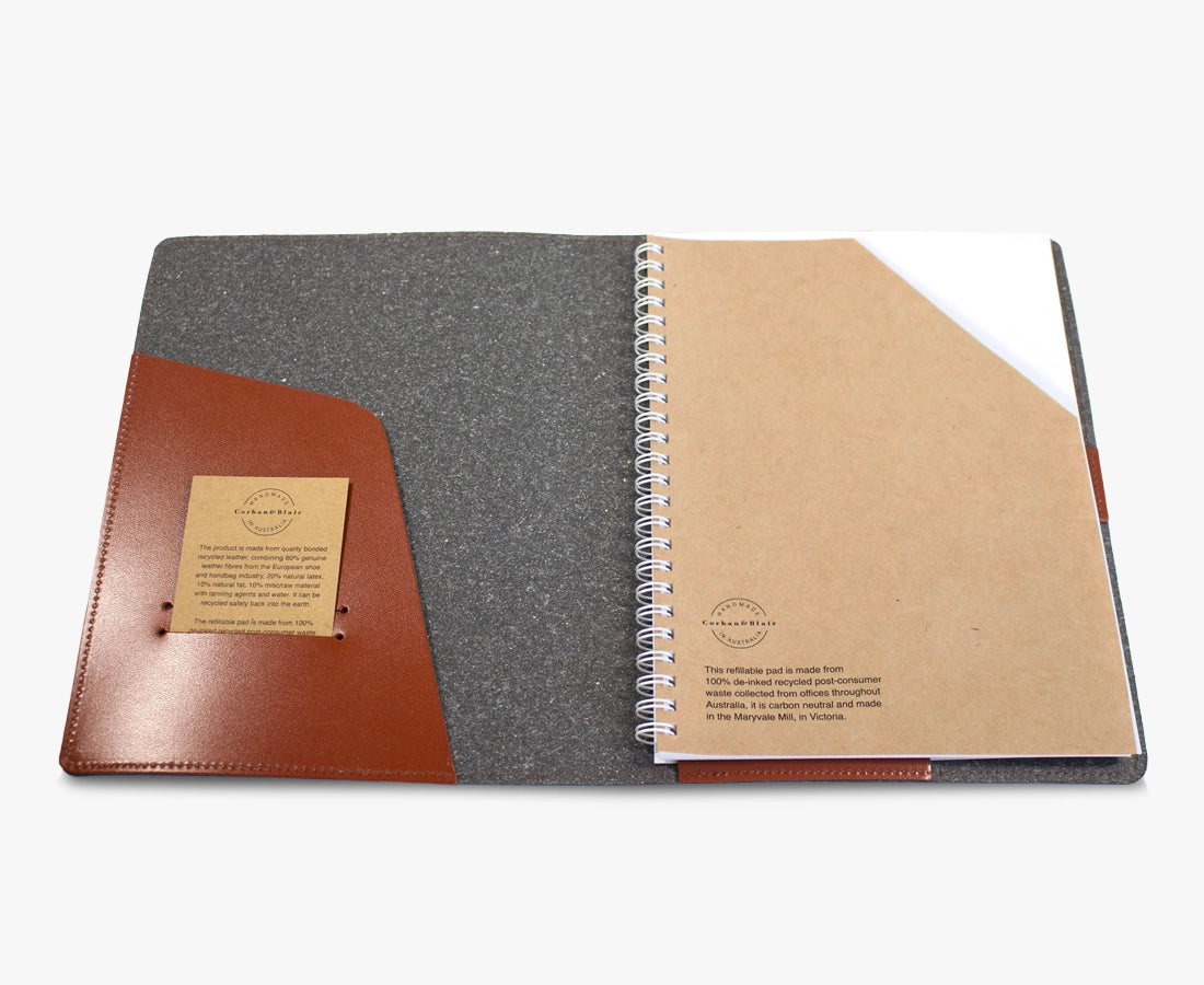Compendium Australian Made A5 Leather Notebook Cover Tan