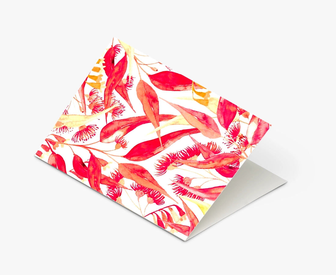 LittleHootHoot Red Christmas Gum Leaves Greeting Card