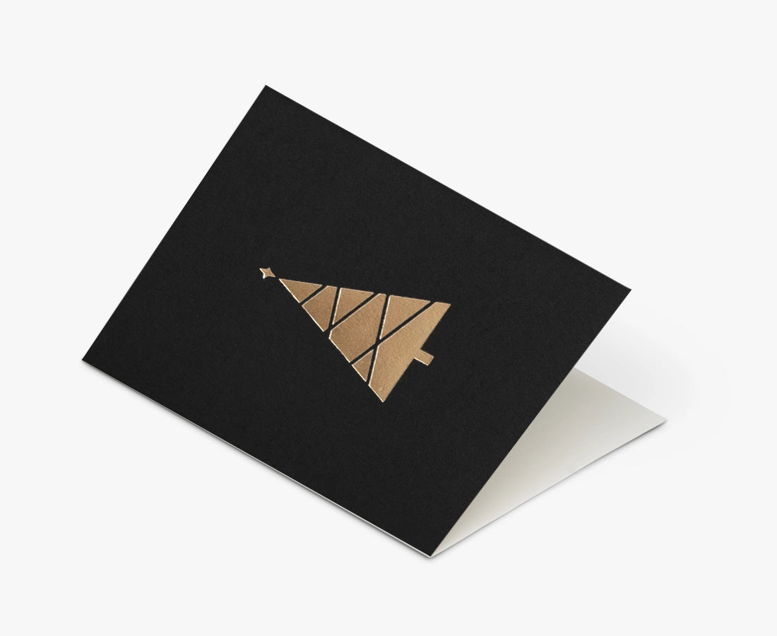 Ola Studio - 'Foil Blocked Christmas Card, Tree Black/Brass' Card