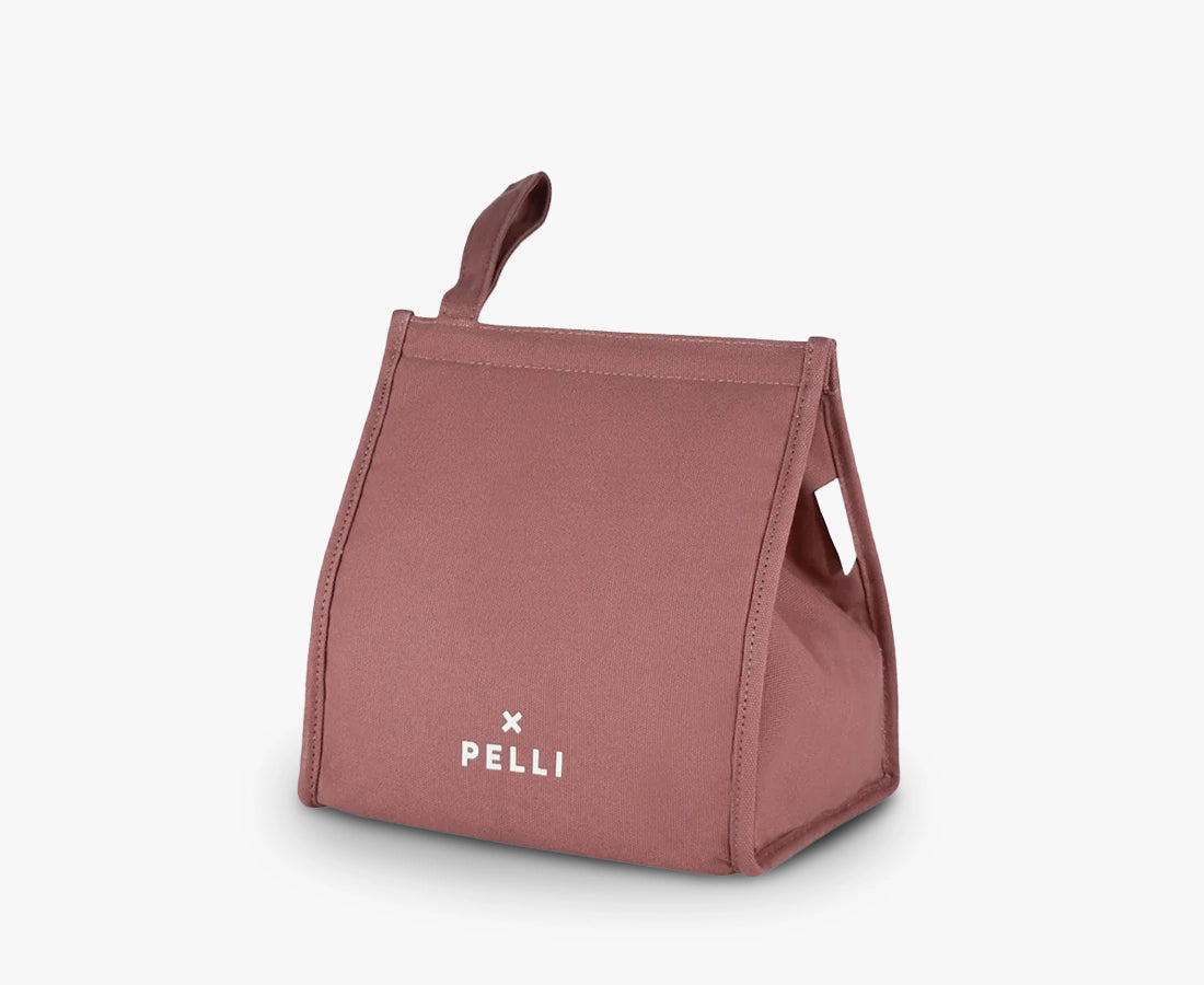 Pelli Bags 'Big Break' - Insulated Canvas Lunch Bag Dark Mulberry Pink