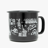 'Welcome To Fremantle' x Freo Goods Co. Black Enamel Camp Mug · 16oz