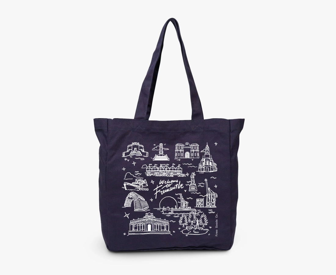 'Welcome to Fremantle' Wine Tote x Freo Goods Co. in Navy