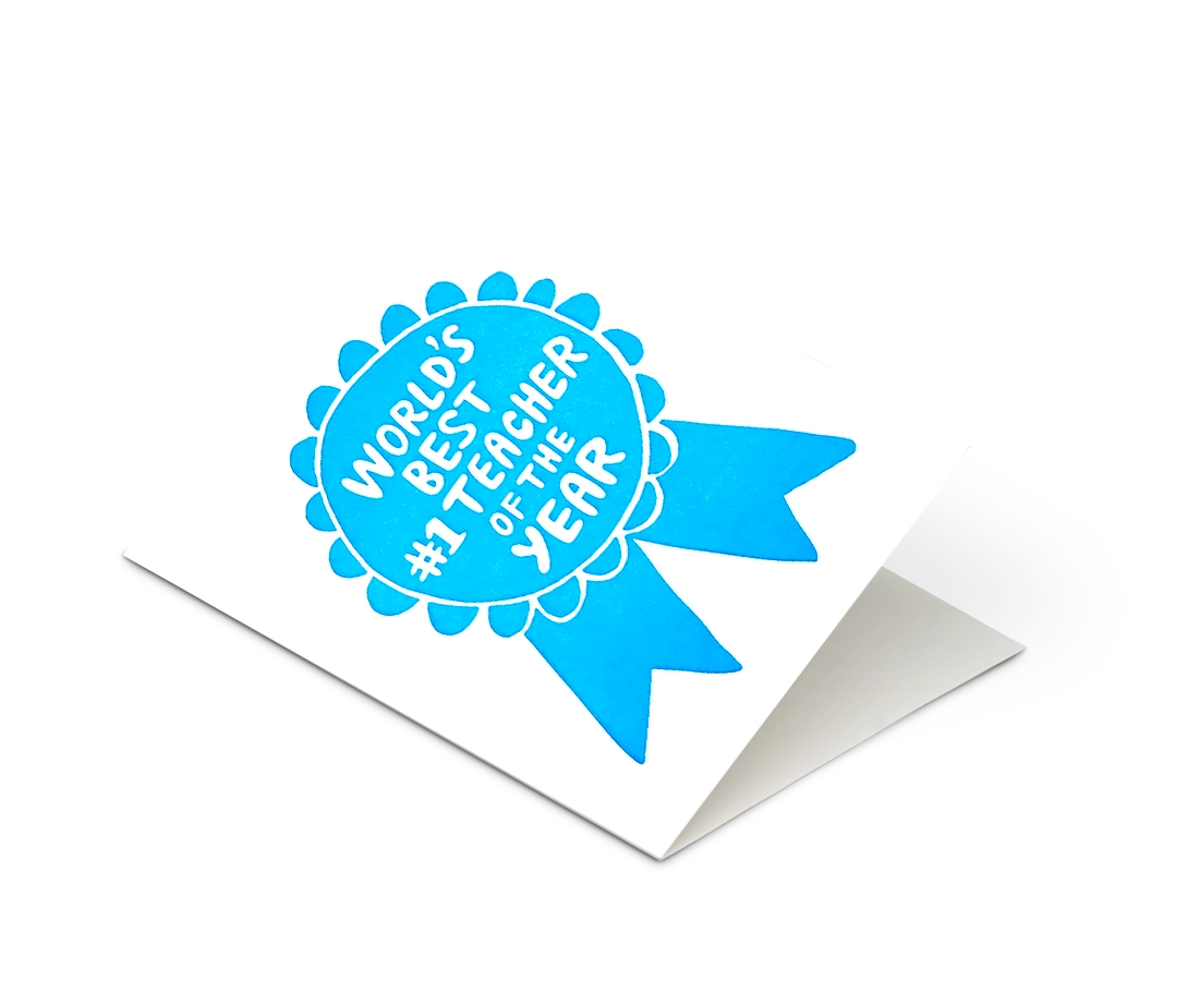 Teacher Appreciation Ribbon Thank You Letterpress Greeting Card