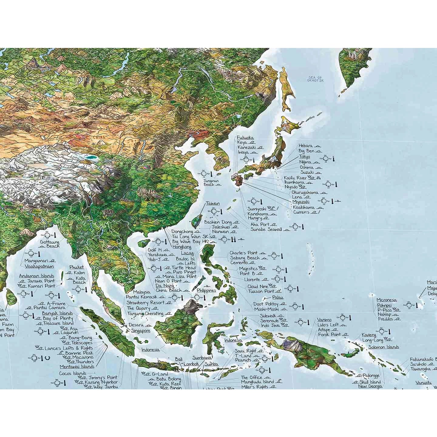 Awesome Maps Surf Trip Map Re-Writable "Green Map" Edition Poster
