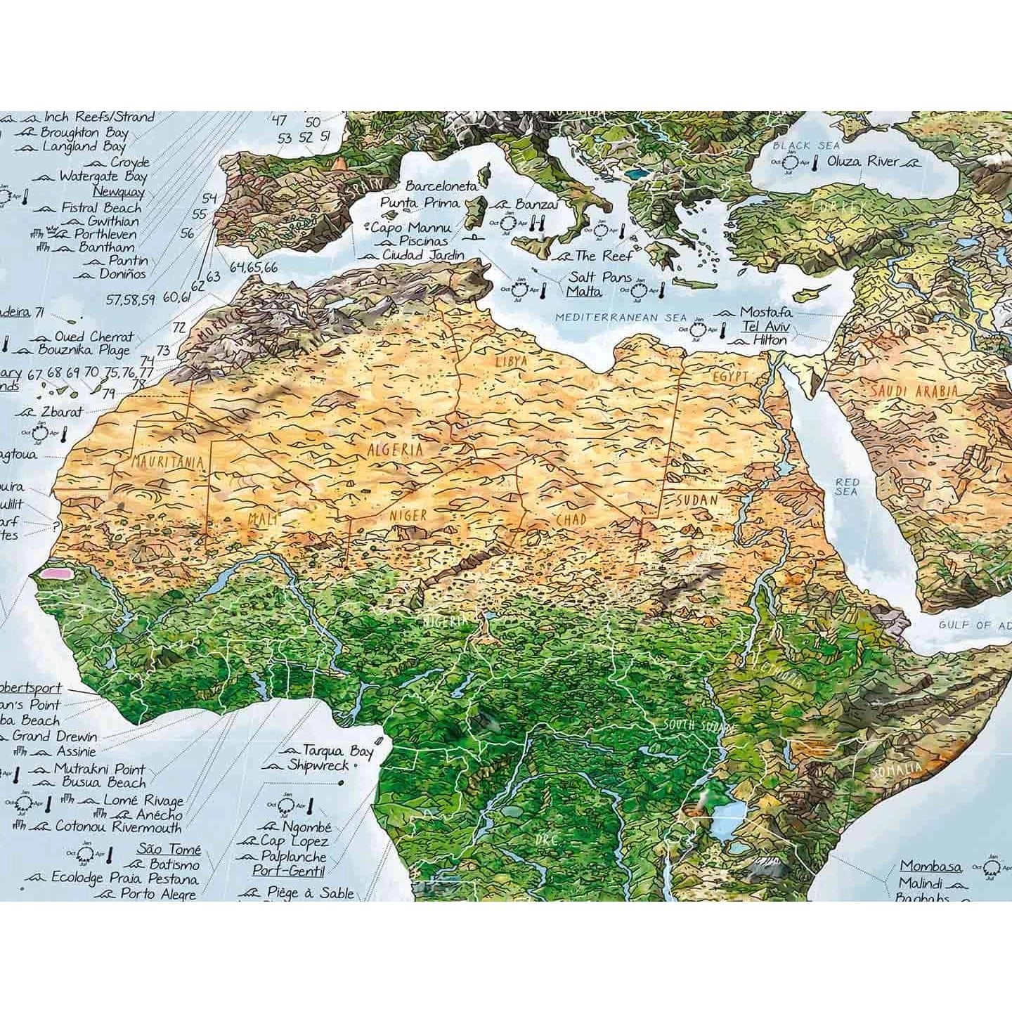 Awesome Maps Surf Trip Map Re-Writable "Green Map" Edition Poster