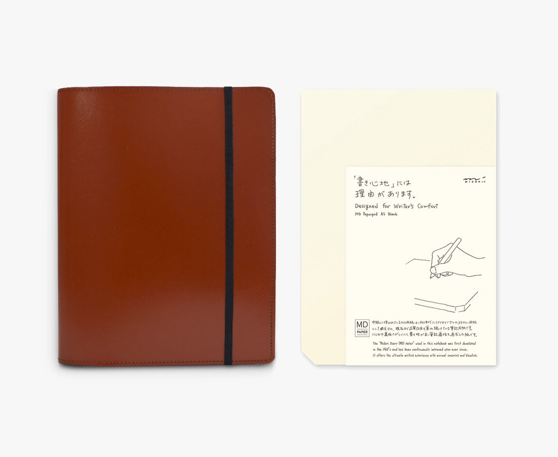 A5 Leather Journal Cover + Notepad Bundle