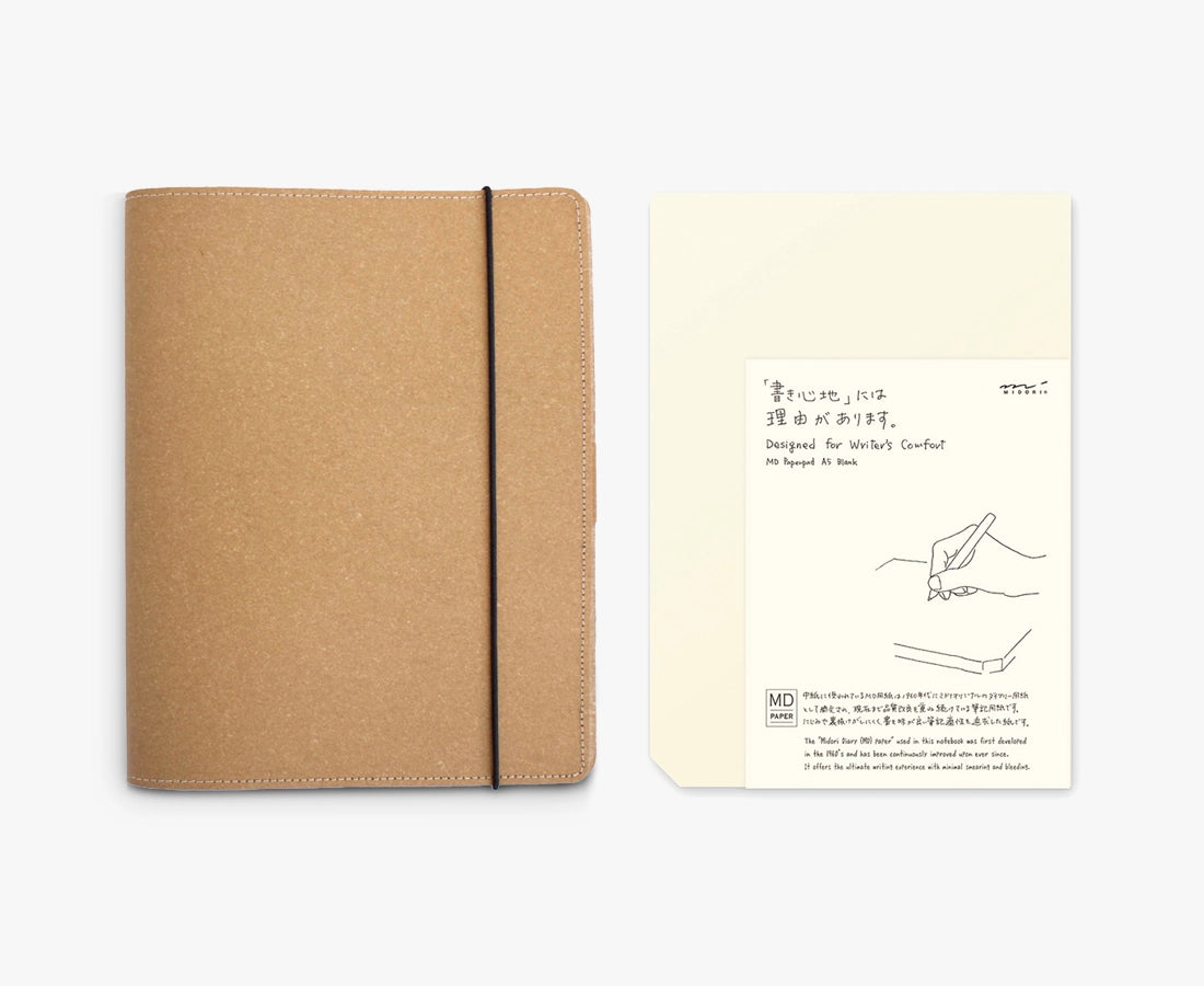 A5 Leather Journal Cover + Notepad Bundle