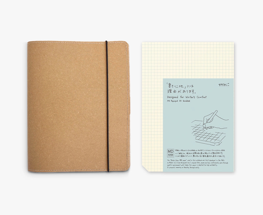 A5 Leather Journal Cover + Notepad Bundle