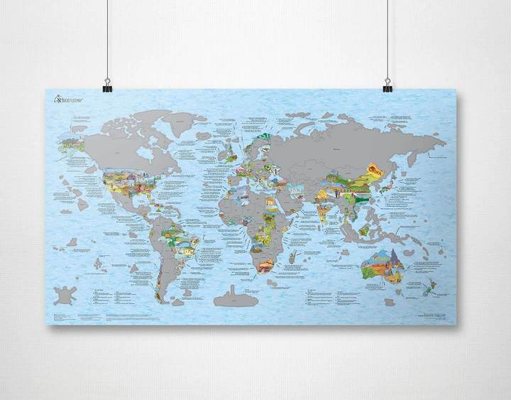 Awesome Maps Bucketlist Scratch Map Poster
