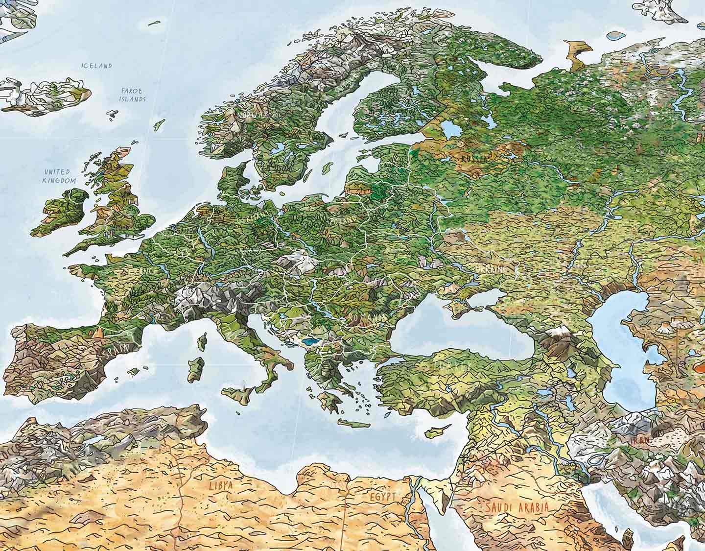Awesome Maps Green World Map Re-Writable Poster