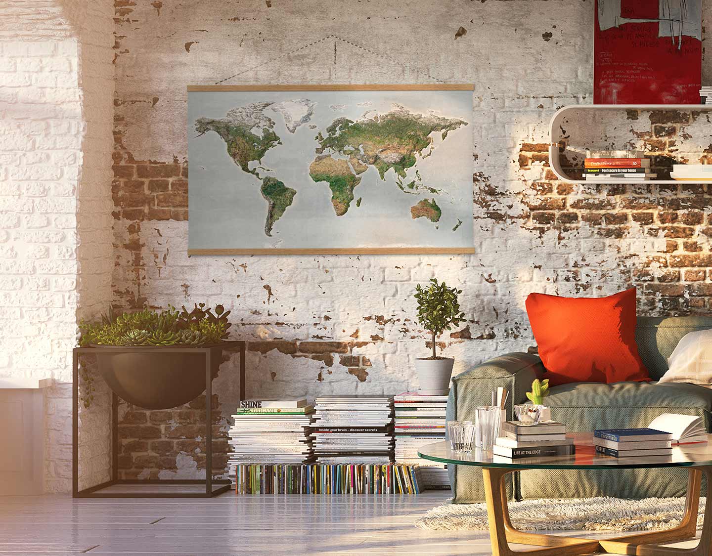 Awesome Maps Green World Map Re-Writable Poster