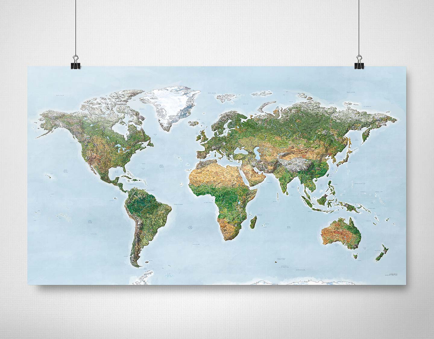 Awesome Maps Green World Map Re-Writable Poster