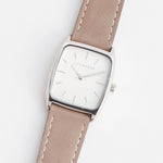 SK2 'The Dress Watch' in Polished Silver, White Dial & Taupe Leather