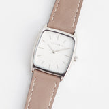 SK2 'The Dress Watch' in Polished Silver, White Dial & Taupe Leather