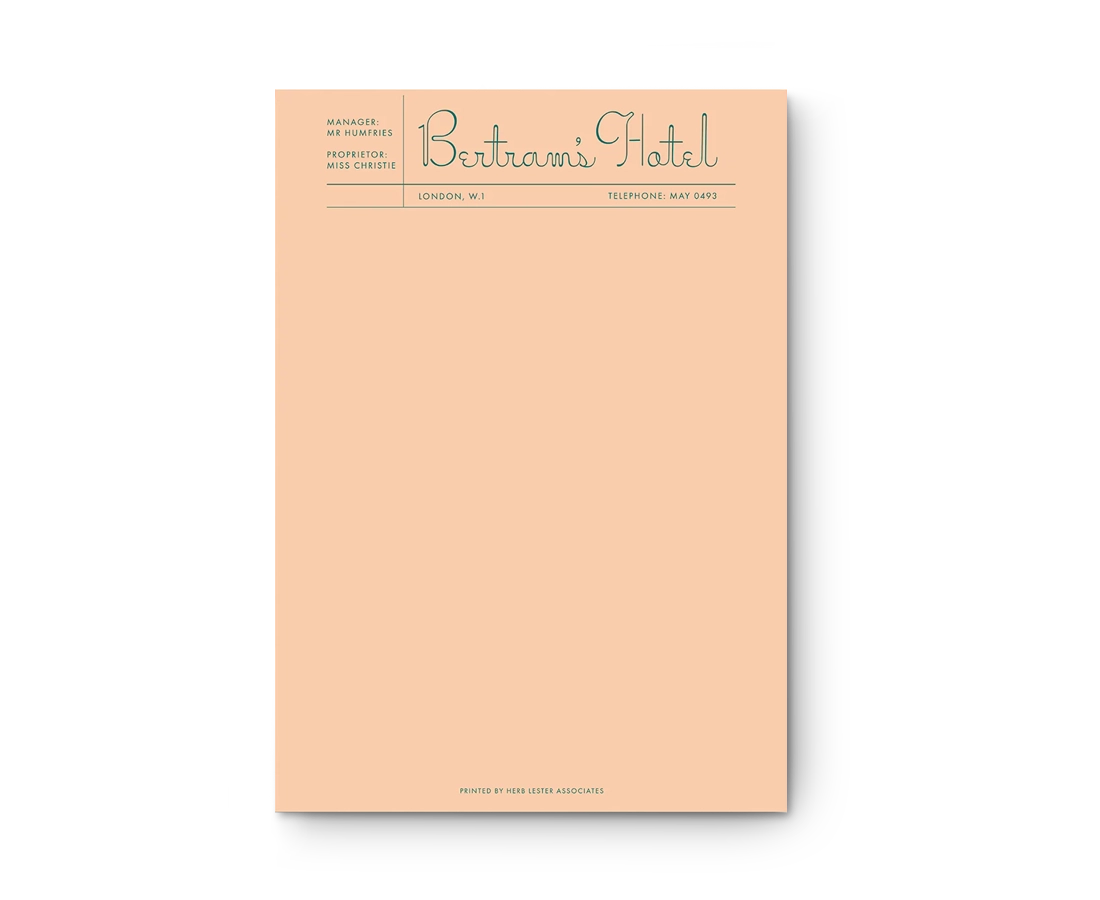 Fictional Hotel Notepads: Bertram's Hotel