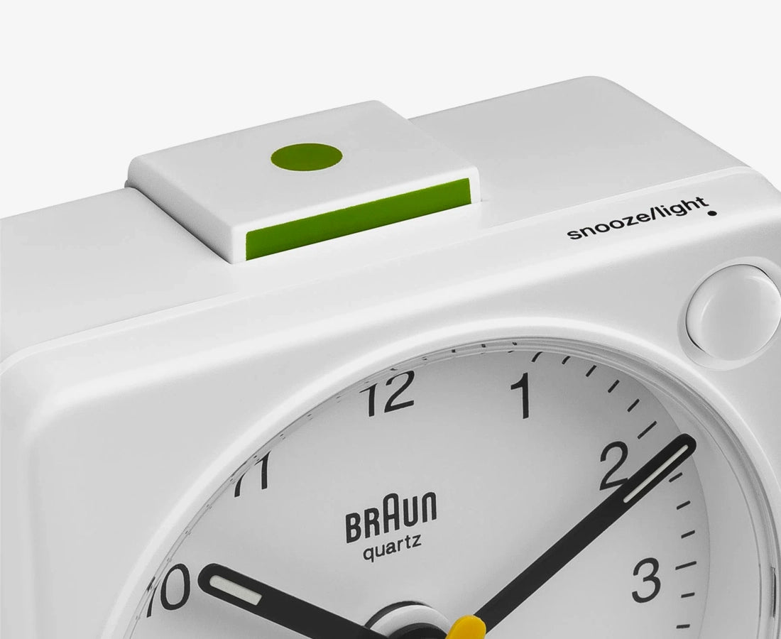 Braun BC02XW Travel Alarm Clock in White with Snooze & Light