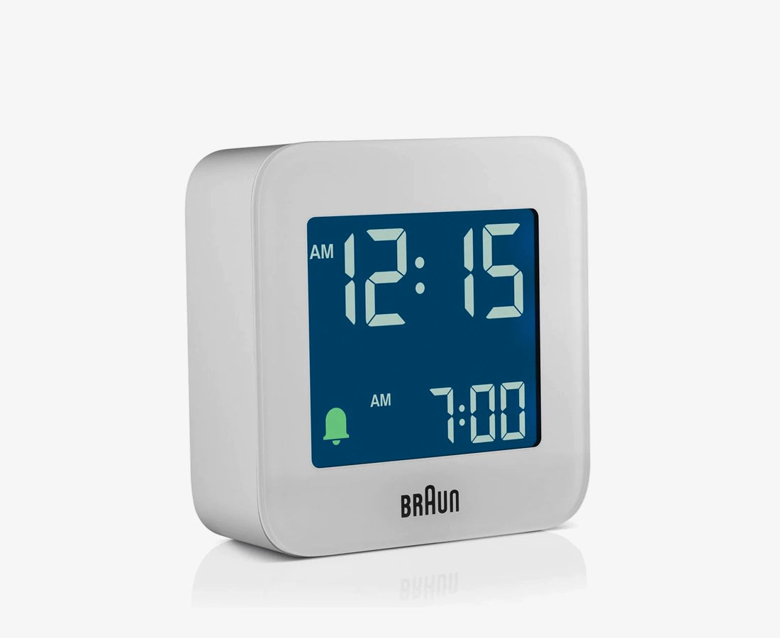 Braun BC08W Digital LCD Alarm Clock in White