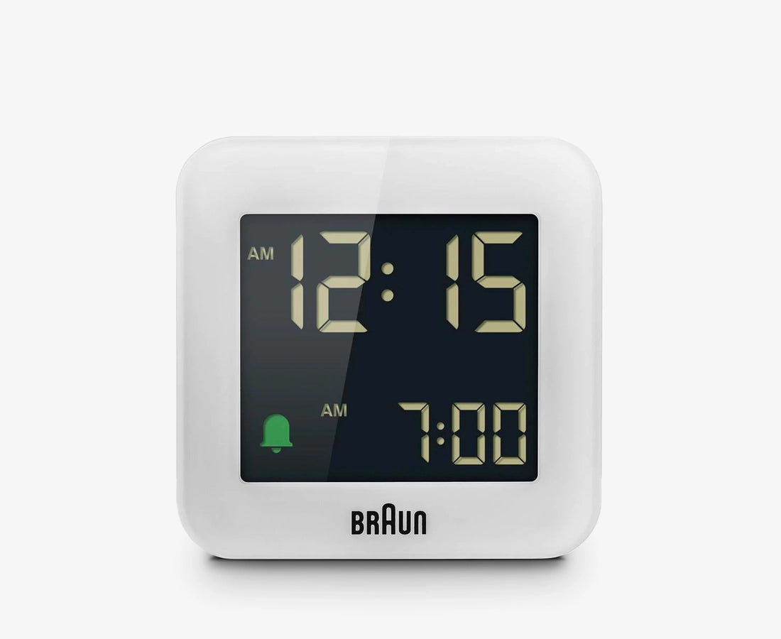 Braun BC08W Digital LCD Alarm Clock in White