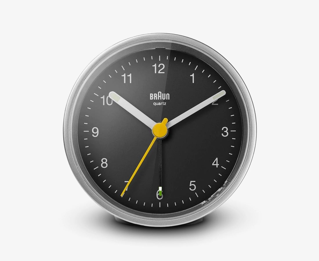 Braun BC12SG Classic Analogue Quiet Alarm Clock Silver/Black