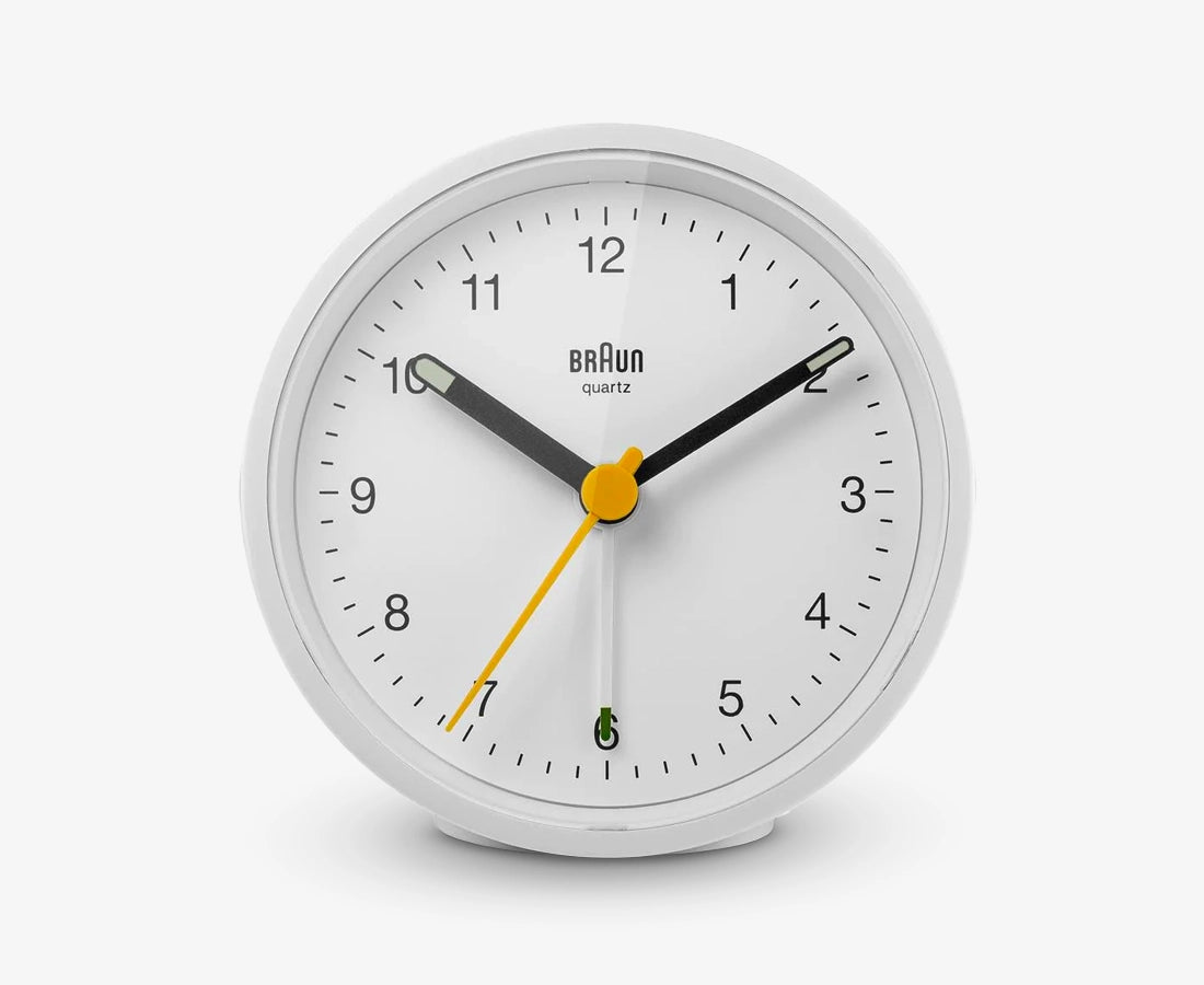 Braun BC12W Classic Analogue Quiet Alarm Clock in White