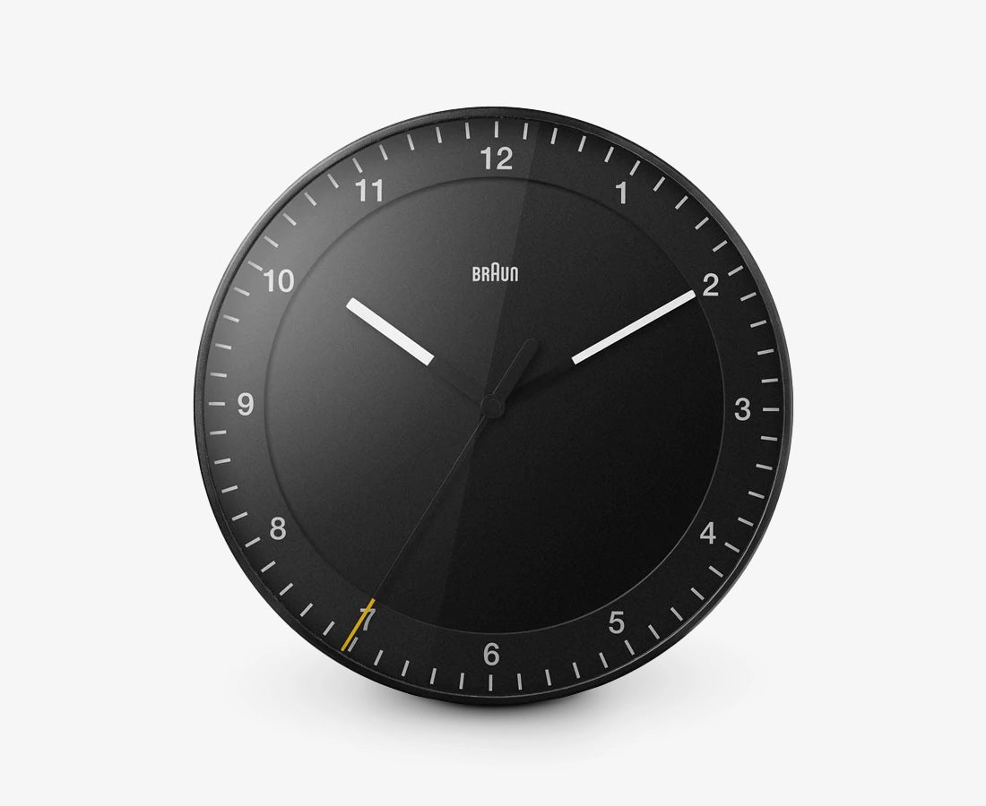 Braun 30cm Silent Sweep Wall Clock in Black BC17B