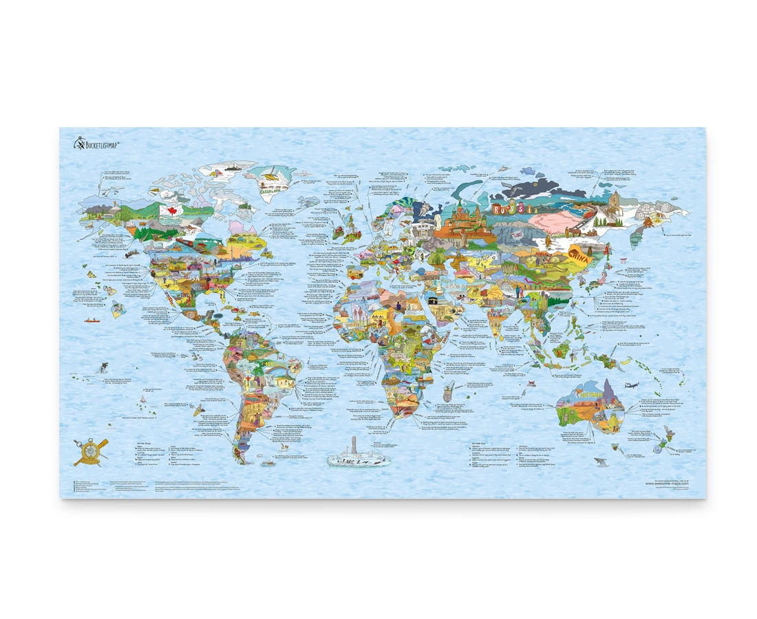 Awesome Maps Bucketlist Scratch Map Poster