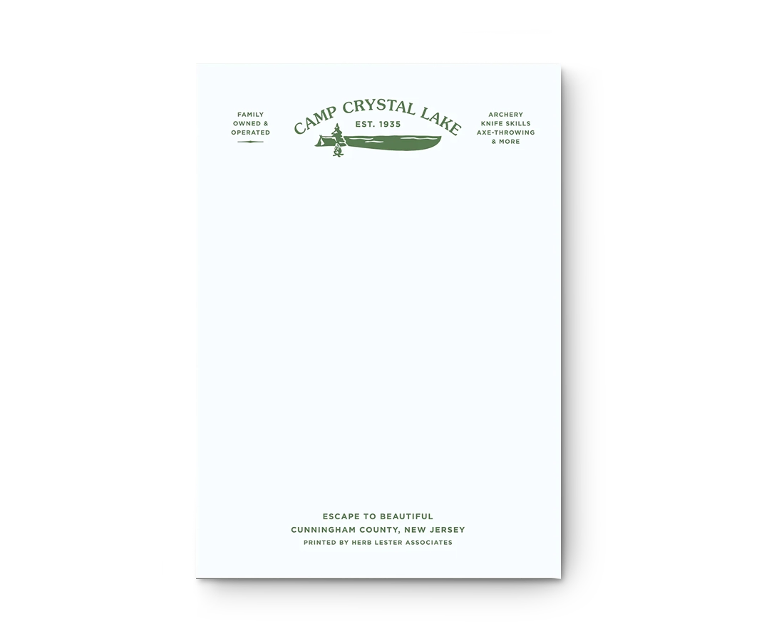 Fictional Hotel Notepads: Camp Crystal Lake (Friday 13th)