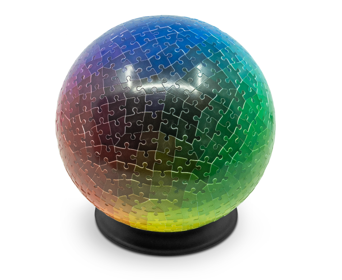 540 Colours 3D Sphere Puzzle by Clemens Habicht. Stand included.
