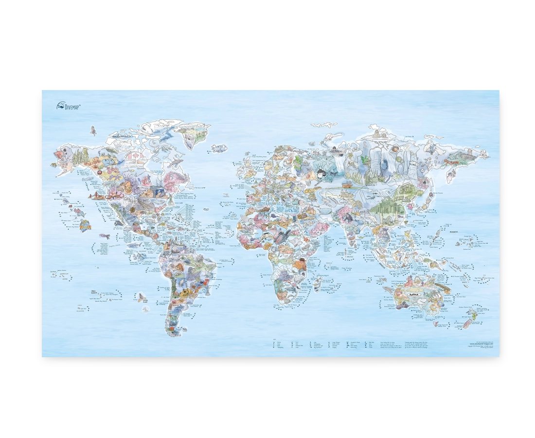 Awesome Maps The Dive Map Re-Writable Poster