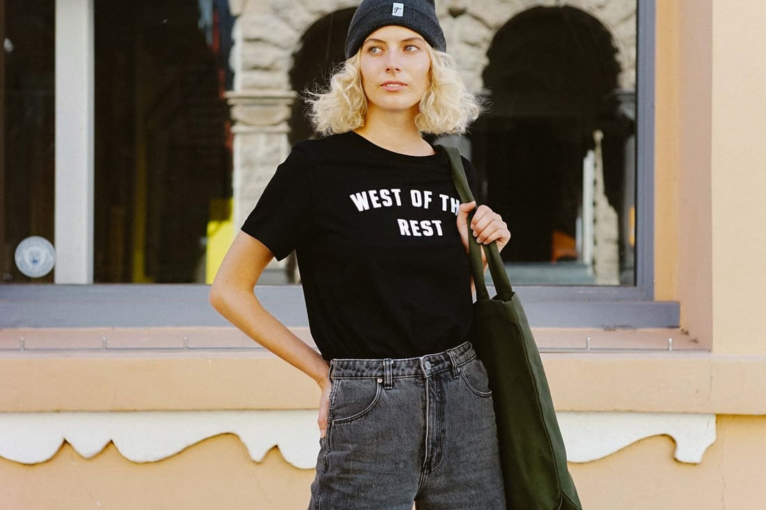 Freo Goods Co. 'West Of The Rest' Organic Cotton Tee in Black