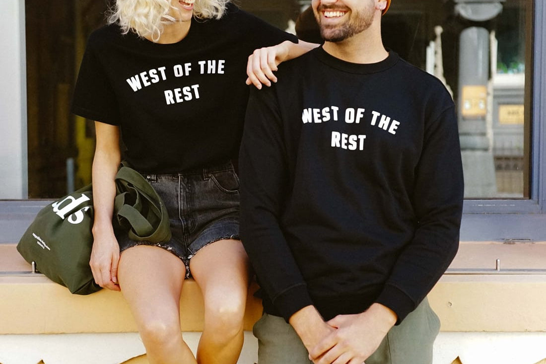 Freo Goods Co. 'West Of The Rest' Organic Cotton Tee in Black