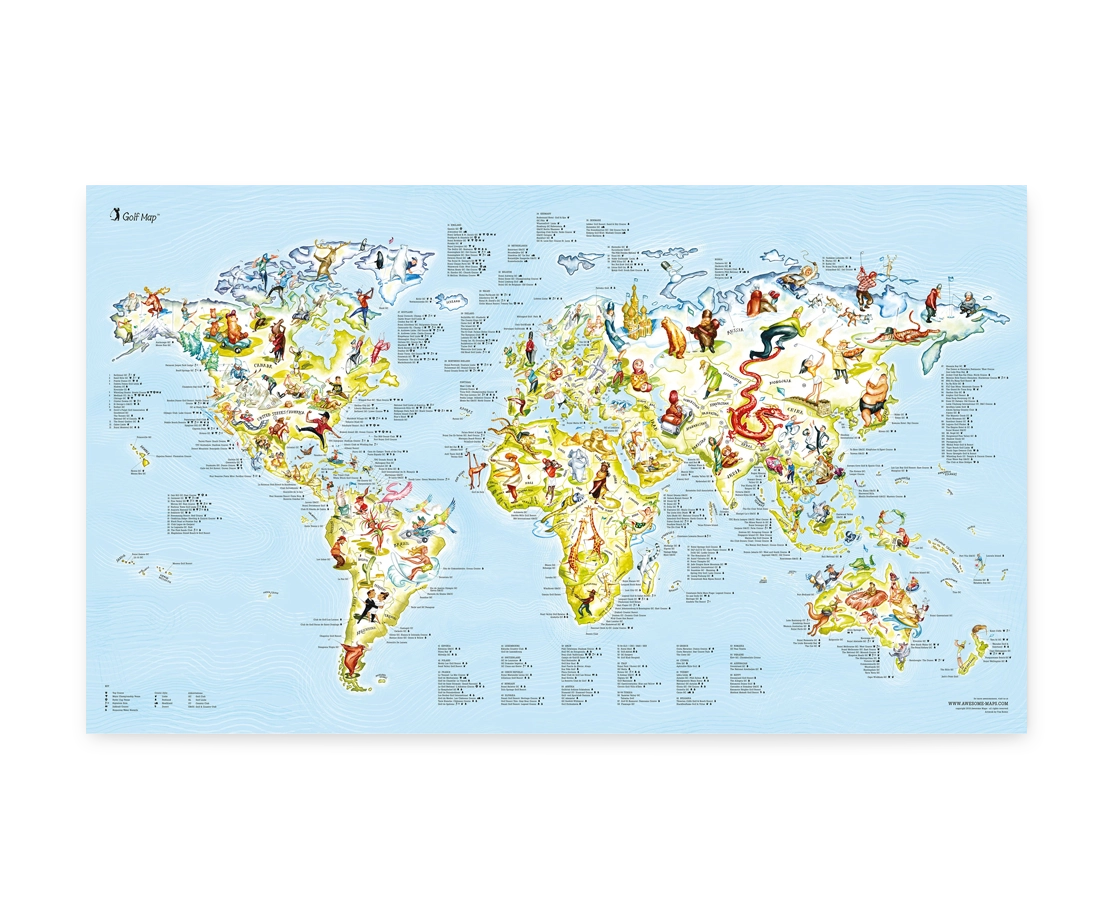Awesome Maps The Golf Map Re-Writable Poster