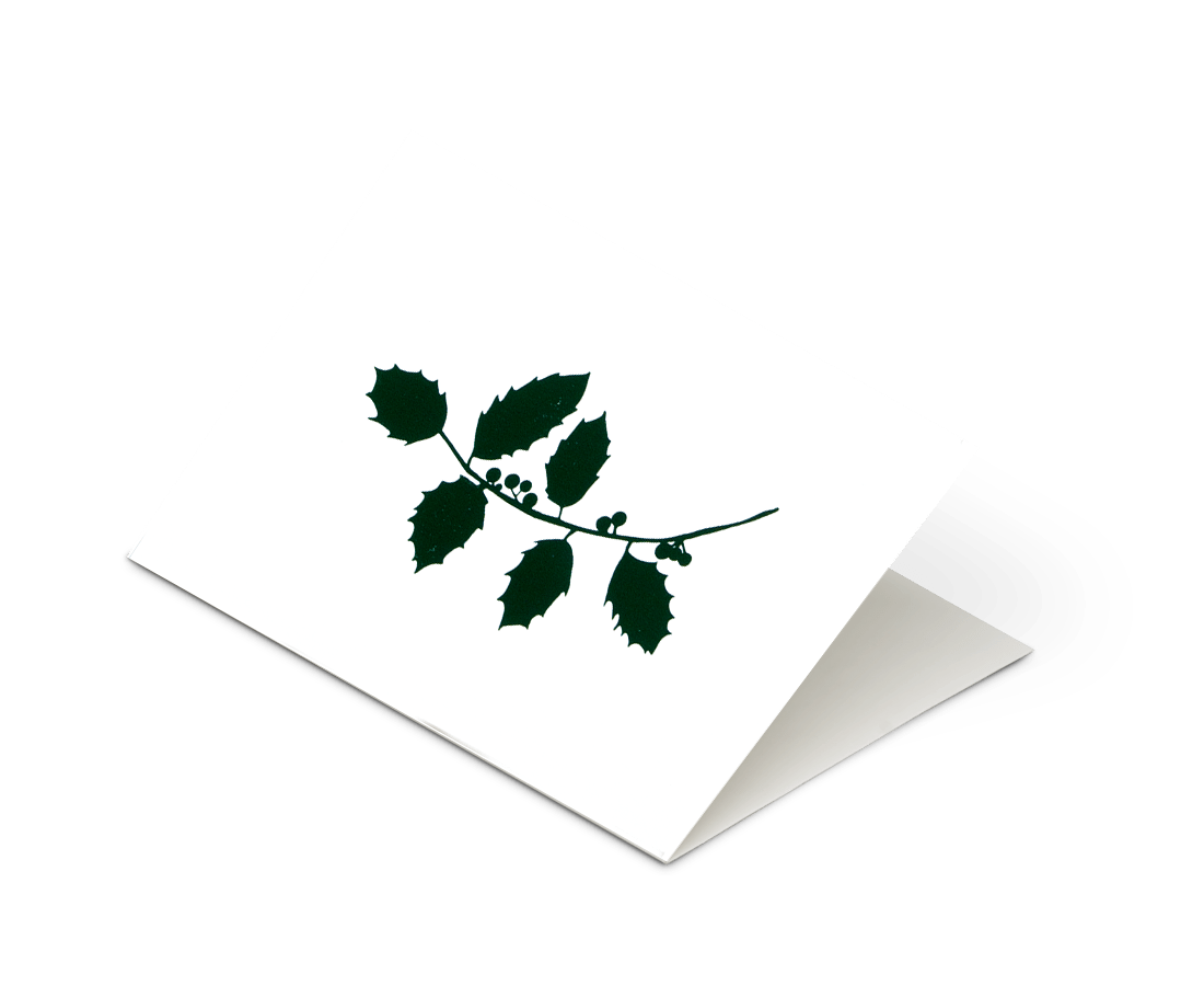 Ola Studio - 'Foil Blocked Christmas Card, Holly Ivory/Green' Card