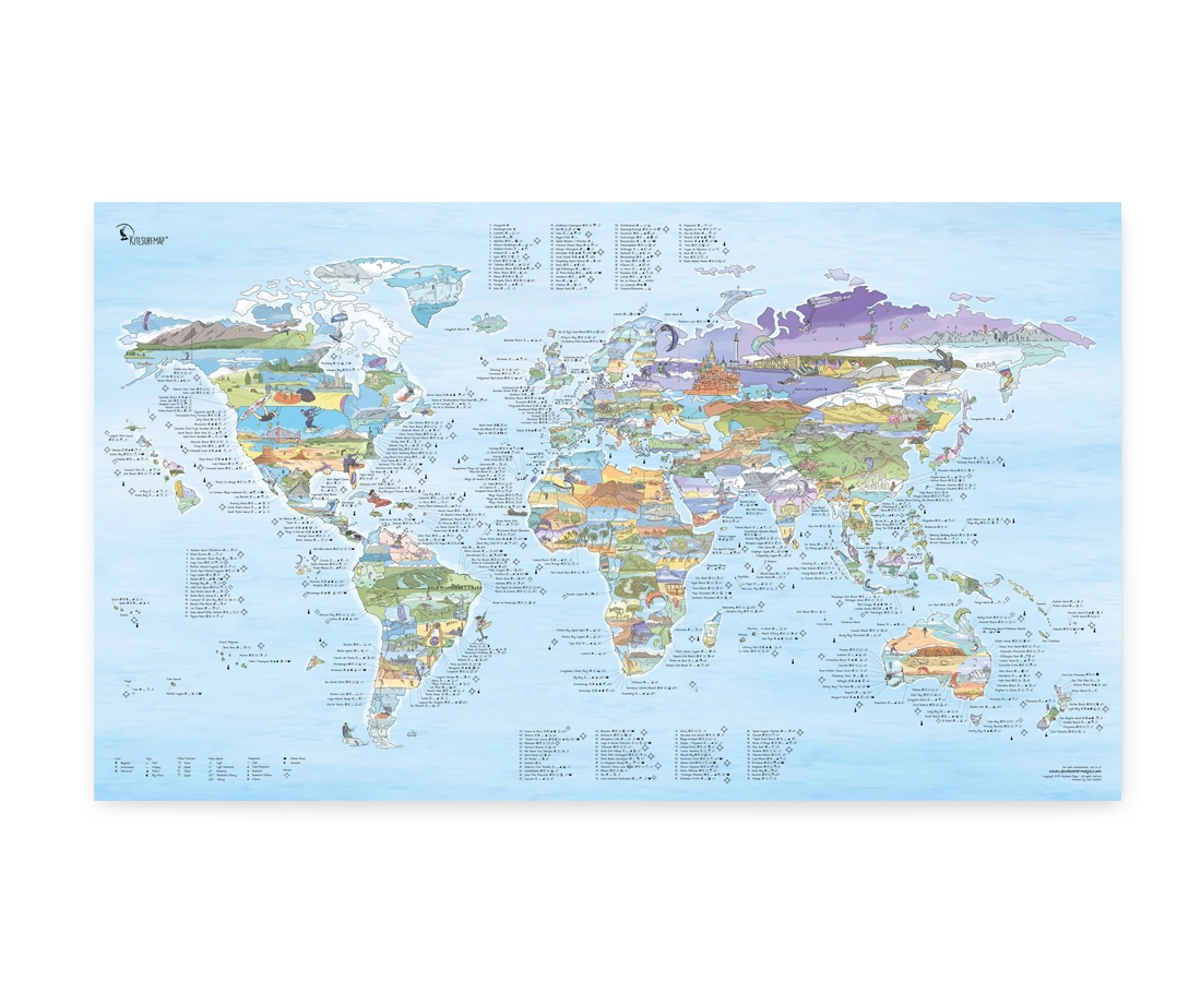 Awesome Maps The Kitesurf Map Re-Writable Poster