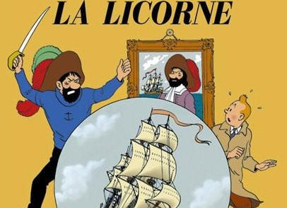 Moulinsart Tintin The Adventures of Tintin: Le Secret de la Licorne Poster in French. 50x70cm